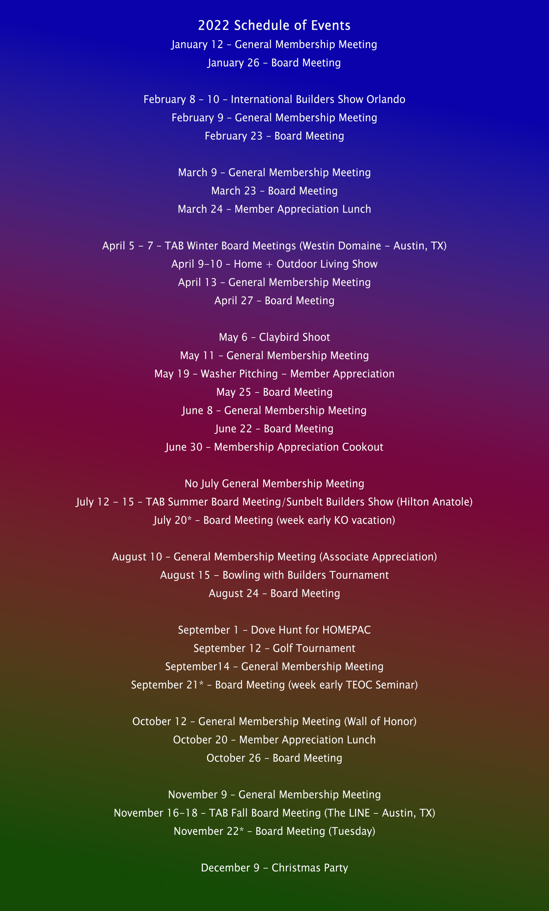 All 2022 Events Home Builders Association of San Angelo